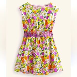 Mini Boden Printed Holiday Sun Dress in Ivory & Radiant Orchid Size 3-4 Years
